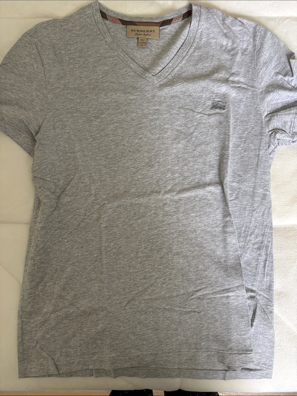 Burberry Light Gray V-Neck Short Sleeve Tee